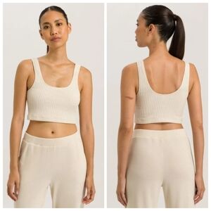 New HANRO Summer Knits Lounge Warm Sand Crop Top Small NWT